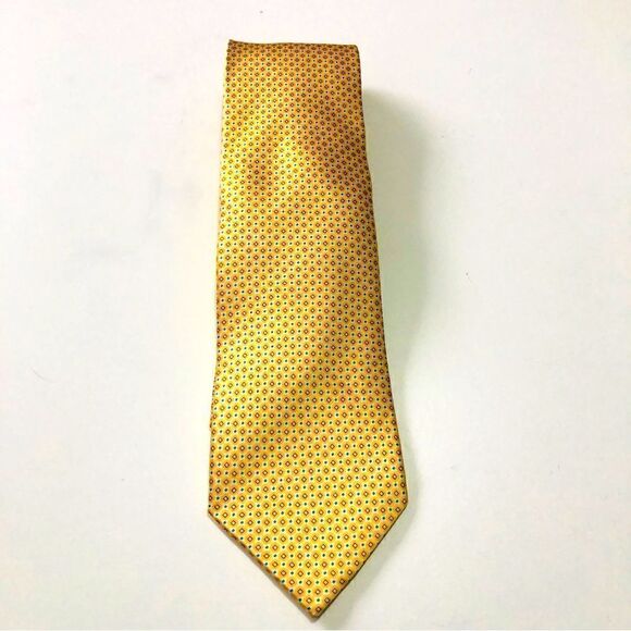 COUNTESS MARA Men's Silk Necktie Geometric Gold Yellow - Picture 1 of 4